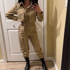 Utility Jumpsuit Long Sleeves Romper Trench Jumpsuit One Piece Unitard Onesie